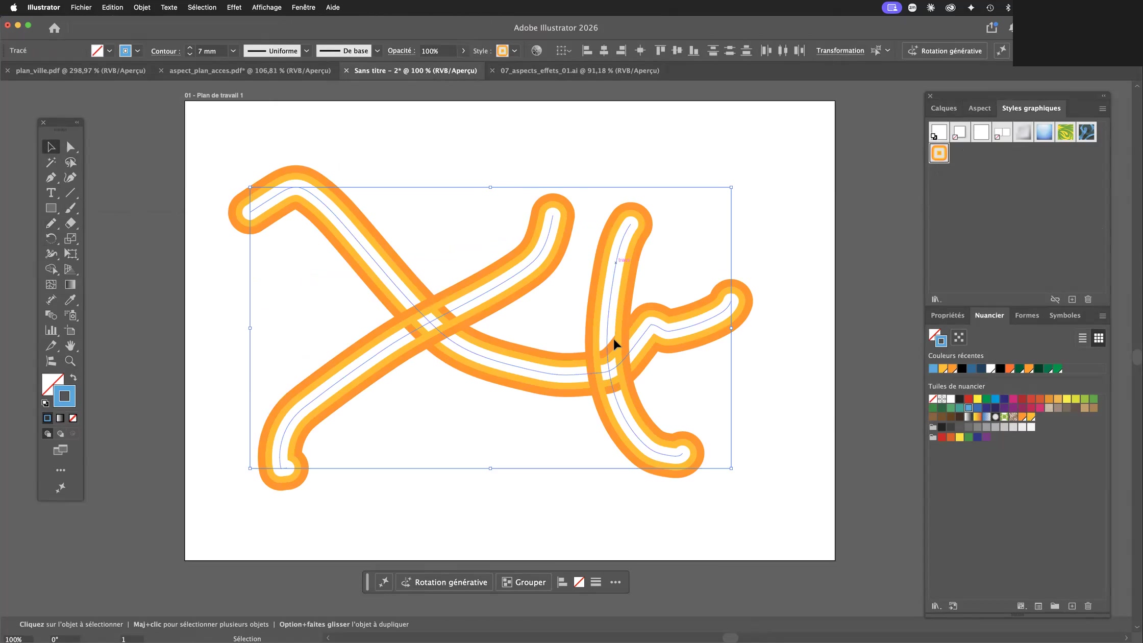 Adobe Illustrator et la palette aspect 11 Application du style graphique sur l’ensemble du réseau routier du plan d’accès