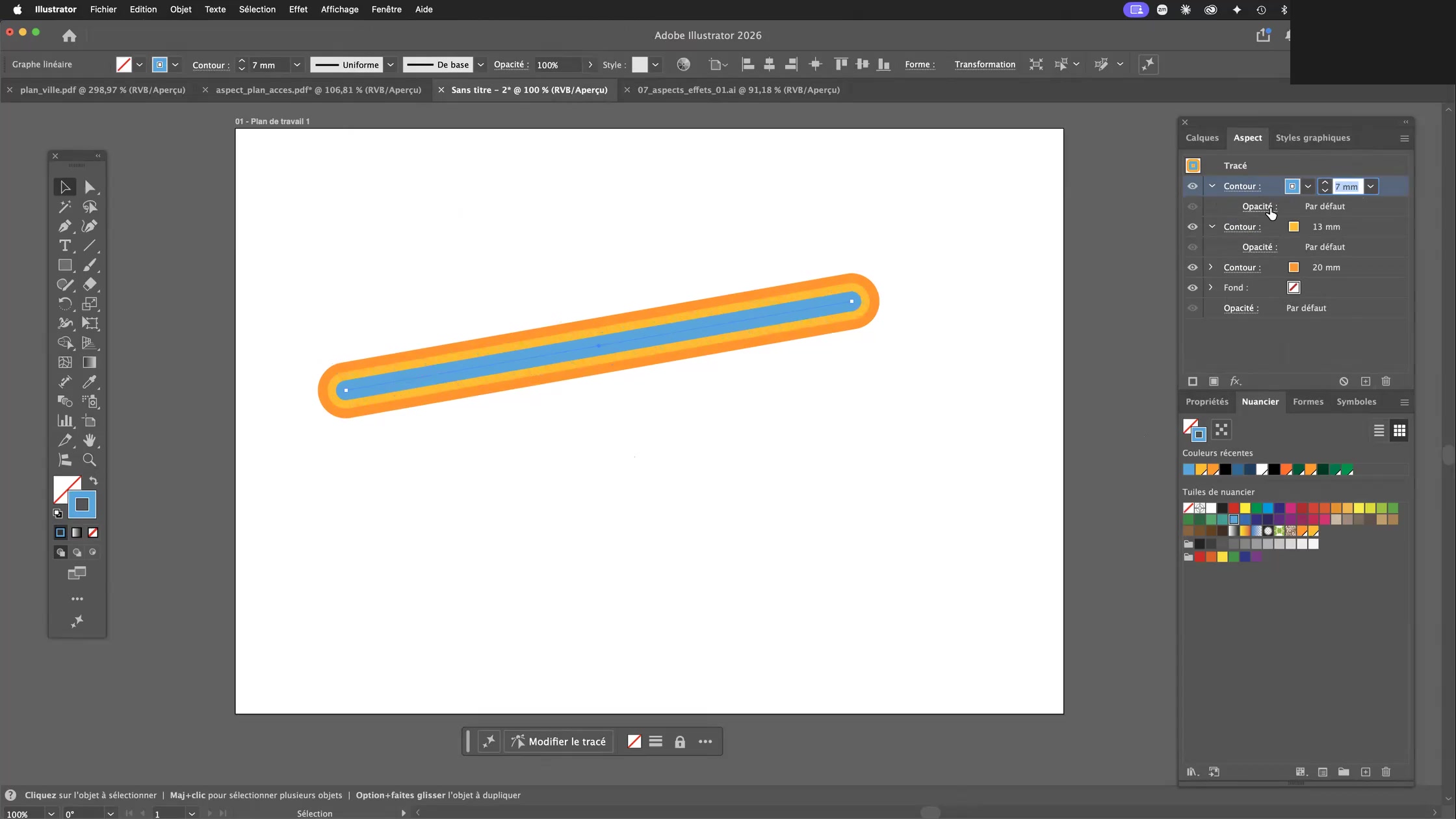 Adobe Illustrator et la palette aspect 7 Trois contours empilés sur un tracé unique dans Adobe Illustrator grâce à la palette Aspect