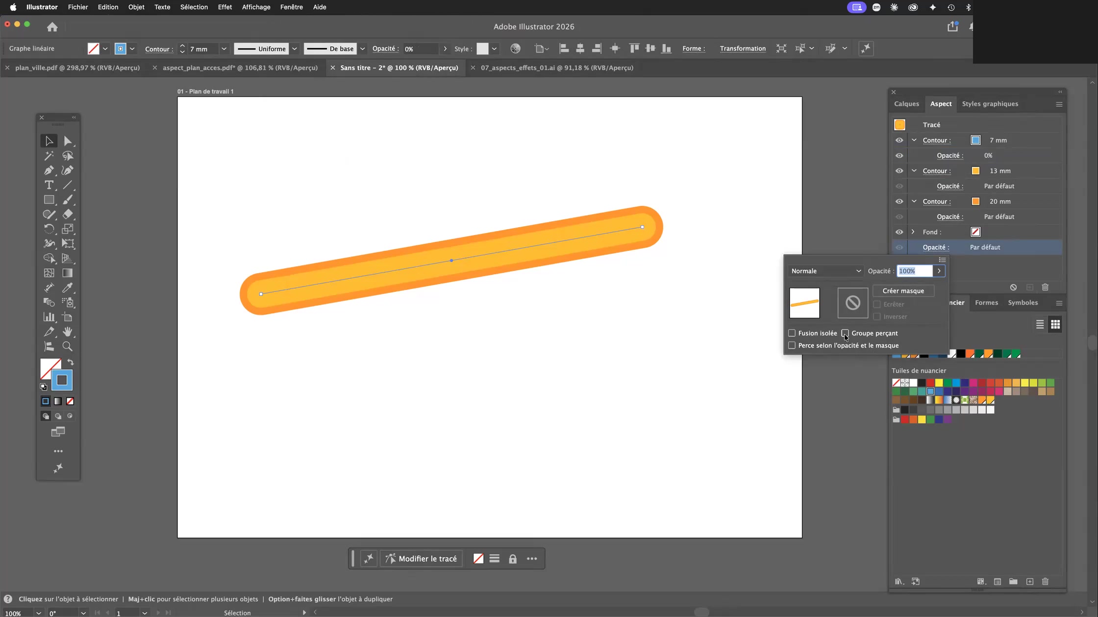 Adobe Illustrator et la palette aspect 8 Route vectorielle avec ligne centrale blanche créée dans Adobe Illustrator