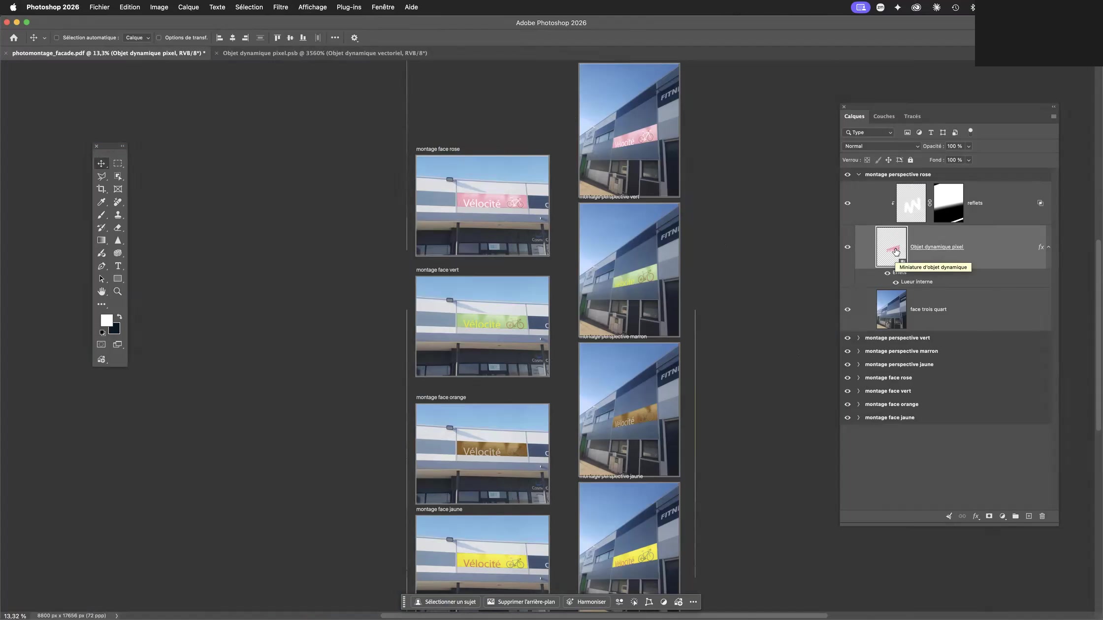 Adobe Photoshop et les objets dynamiques 5 Ouverture du contenu d’un objet dynamique .psb par double-clic sur la vignette dans Photoshop