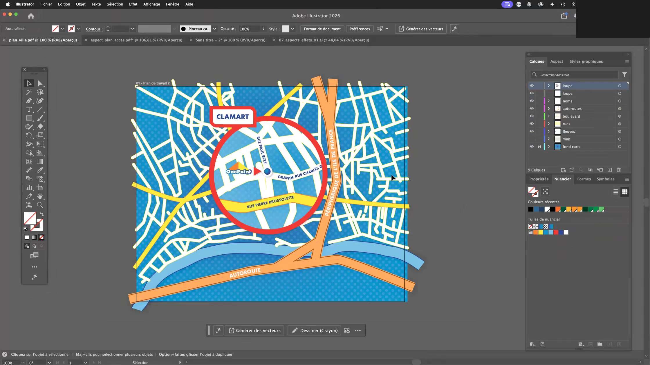 Adobe Illustrator et la palette aspect 2 Modèle de plan d’accès vectoriel réalisé en formation Adobe Illustrator avec la palette Aspect