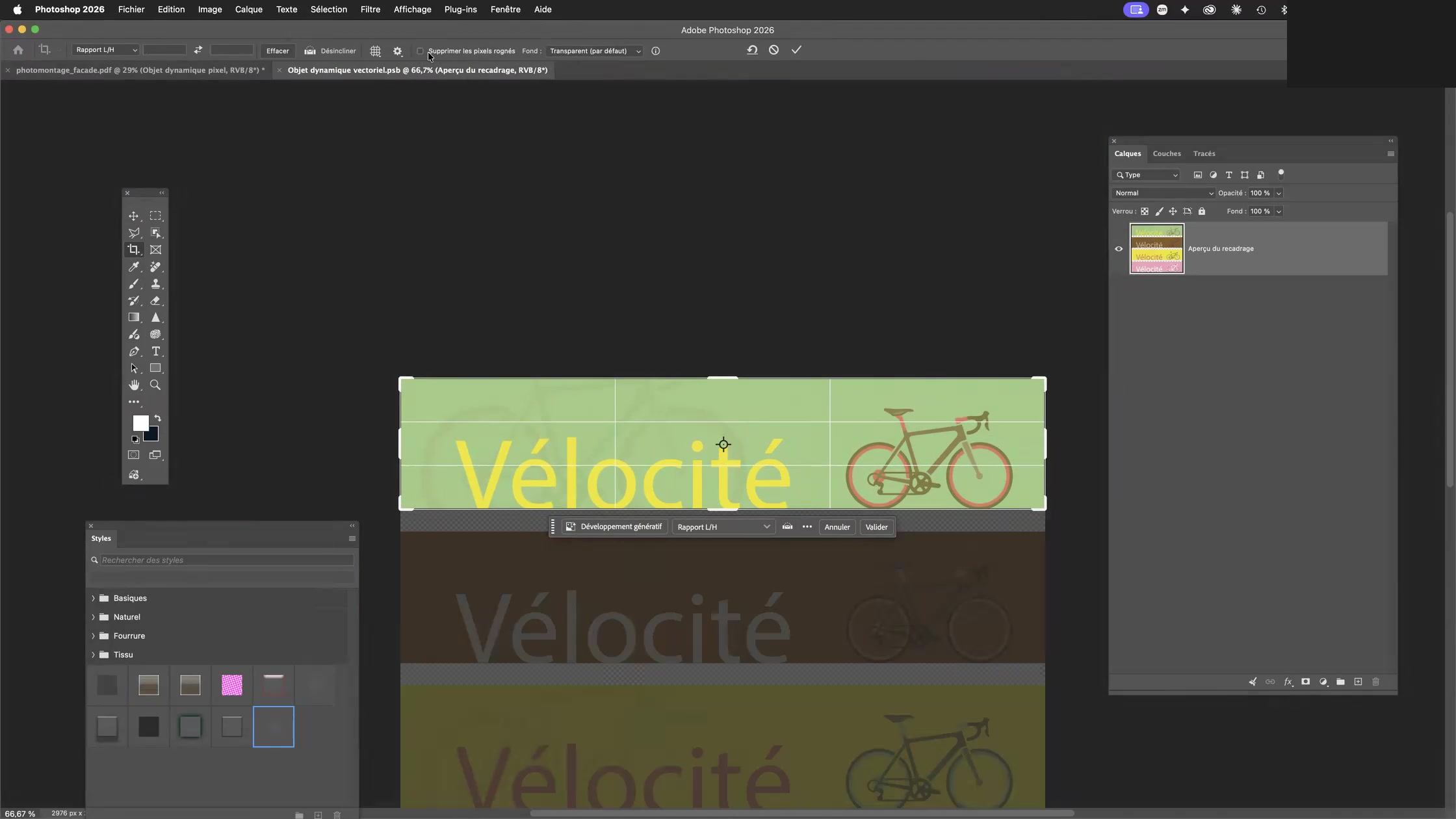 Adobe Photoshop et les objets dynamiques 10 Recadrage du contenu de l’objet dynamique sur un seul bandeau dans Photoshop