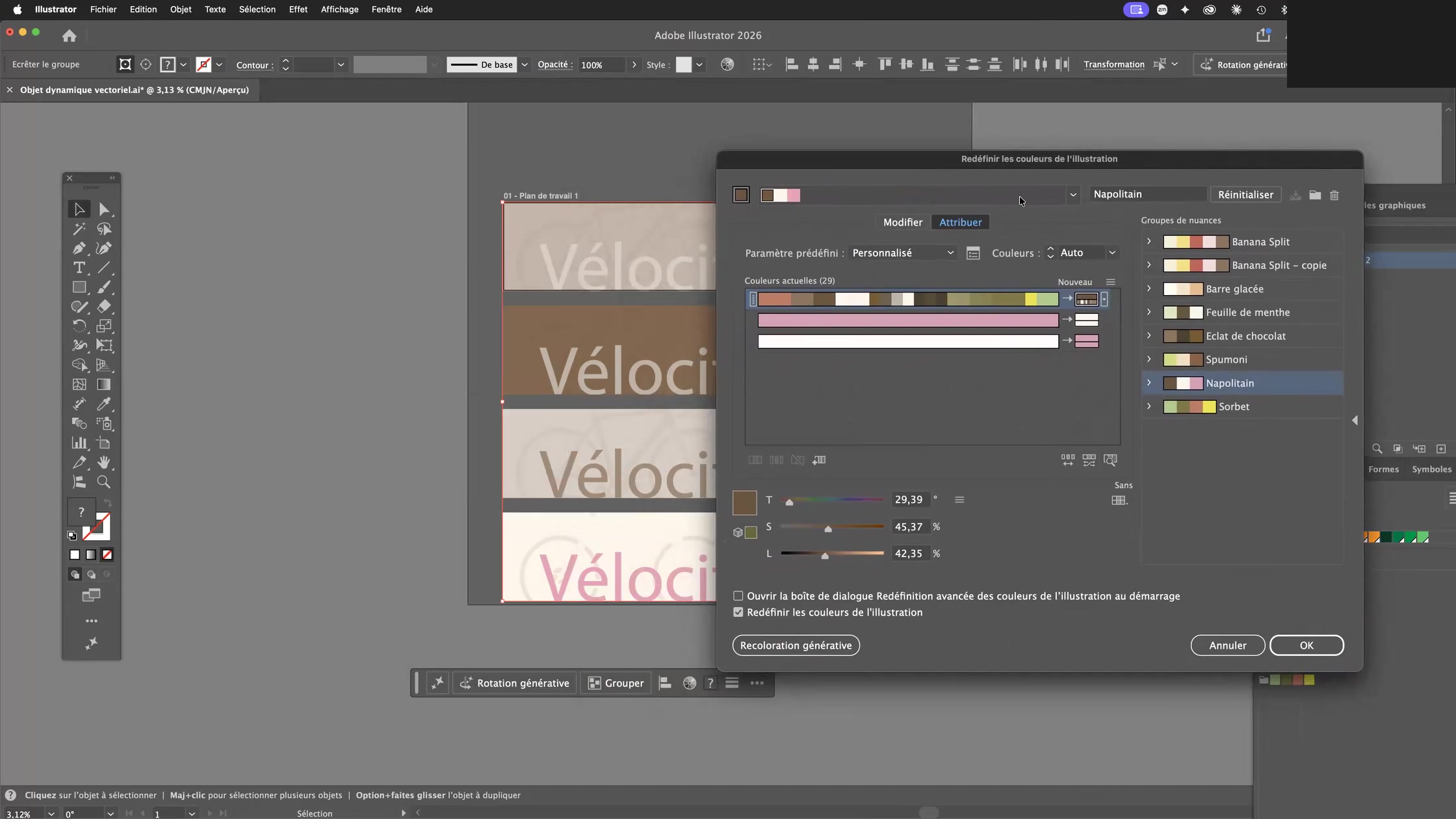 Adobe Photoshop et les objets dynamiques 16 Redéfinir les couleurs de l’illustration et recoloration générative Firefly dans Illustrator