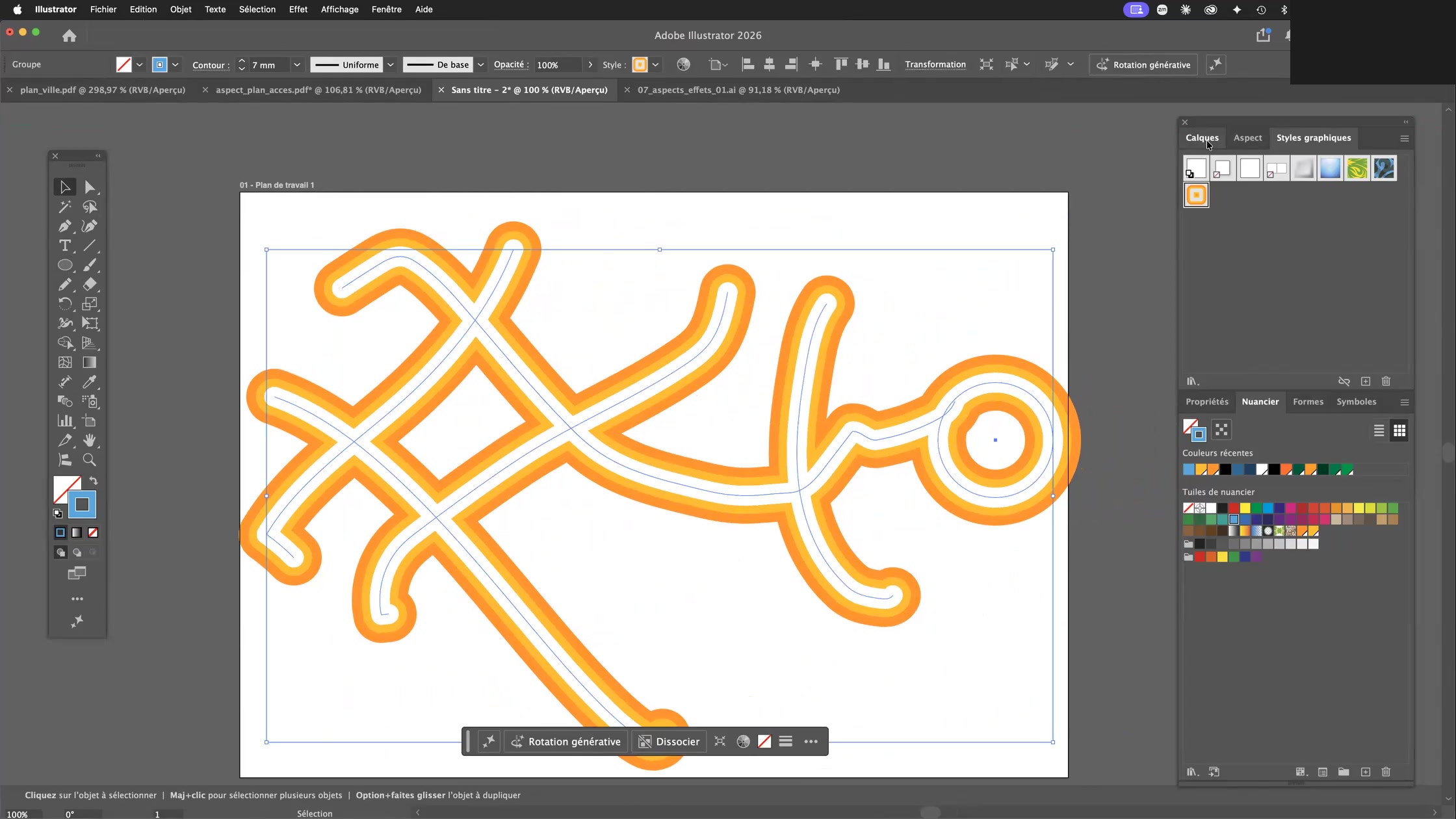 Adobe Illustrator et la palette aspect 12 Rond-point vectoriel intégré au plan d’accès dans Adobe Illustrator
