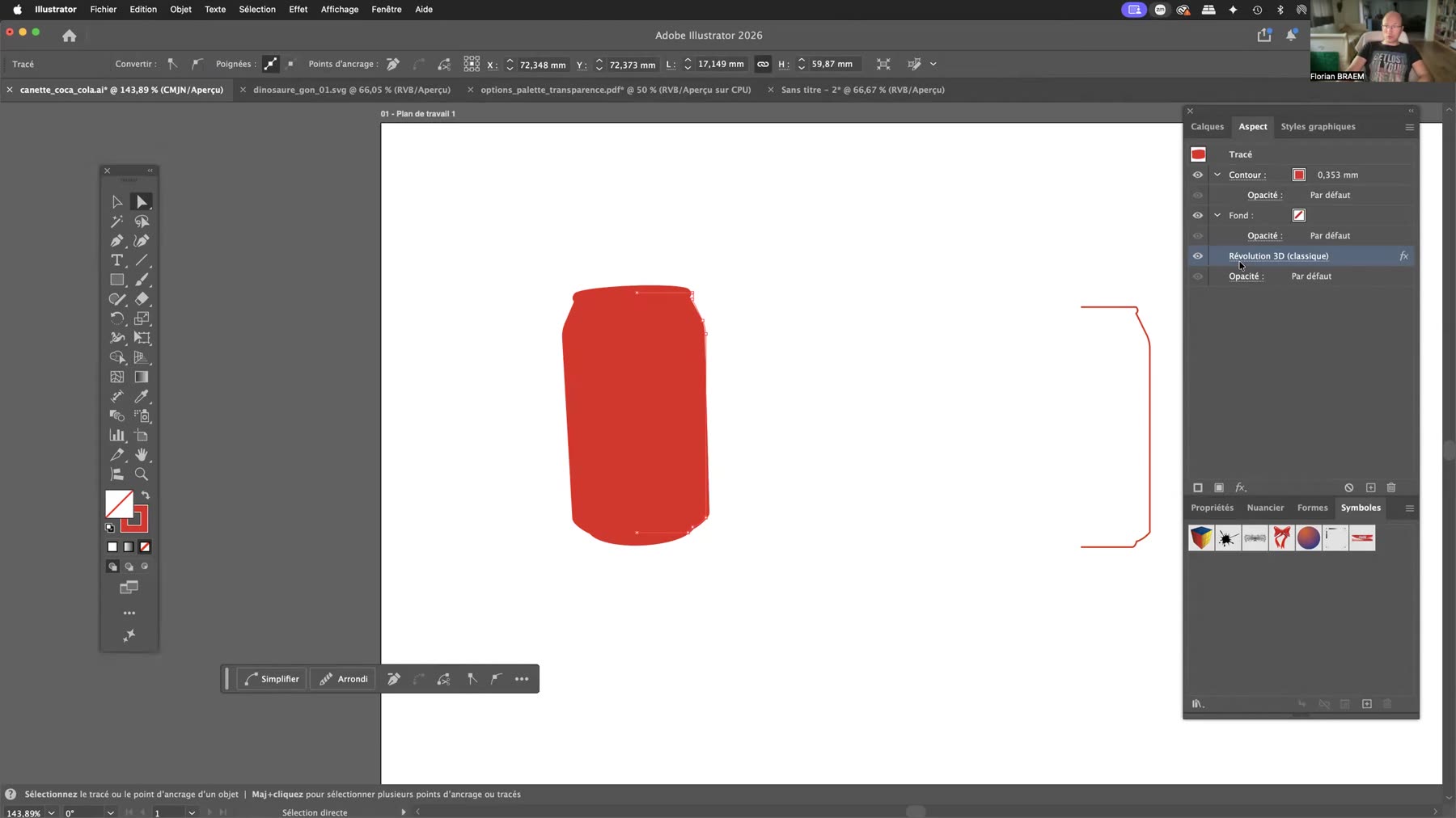 Canette 3D recalculée après modification du tracé source dans Adobe Illustrator Canette 3D recalculée après modification du tracé source dans Adobe Illustrator