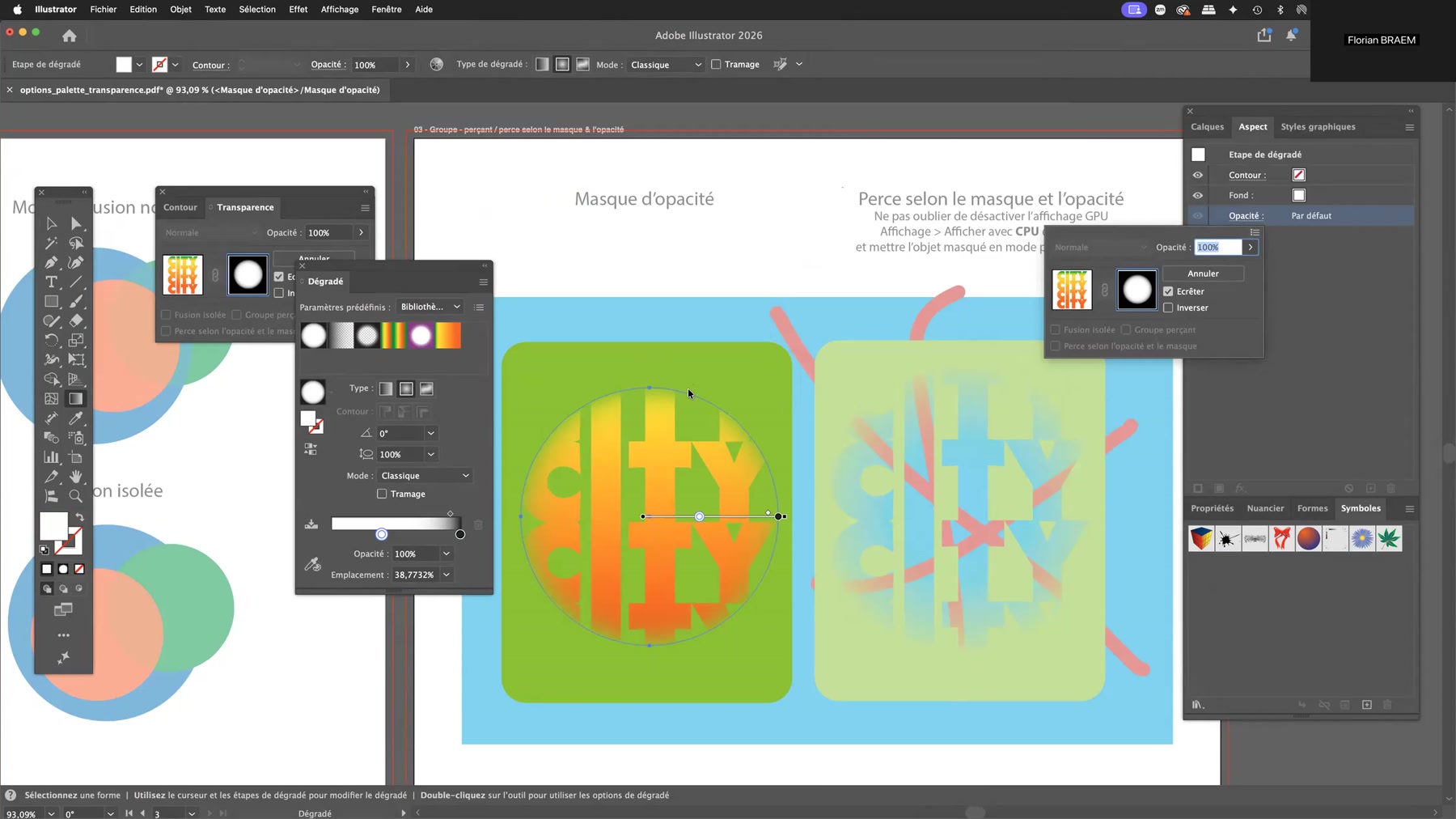 Adobe Illustrator et les options d'opacité 10 Options Écrêter et Inverser d'un masque d'opacité dans la palette Transparence d'Illustrator
