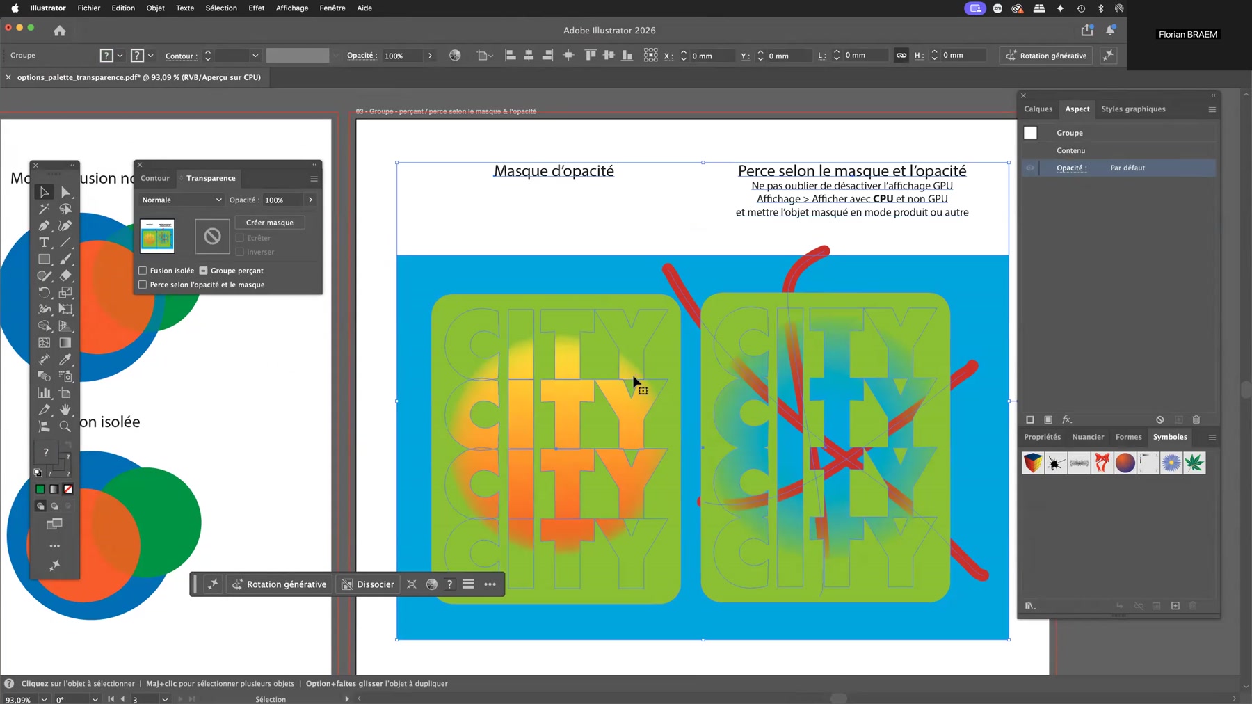 Adobe Illustrator et les options d'opacité 8 Plan de travail consacré au masque d'opacité et au perçage dans Adobe Illustrator