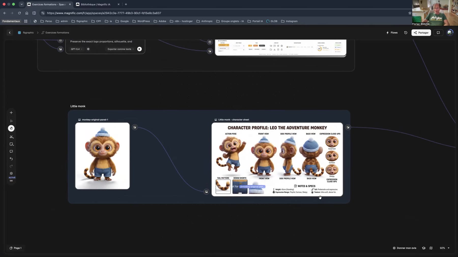 Le menu d'ajout de nœuds dans Spaces Menu d'ajout de nœuds Spaces Magnific avec texte, générateur d'images, assistant IA et liste