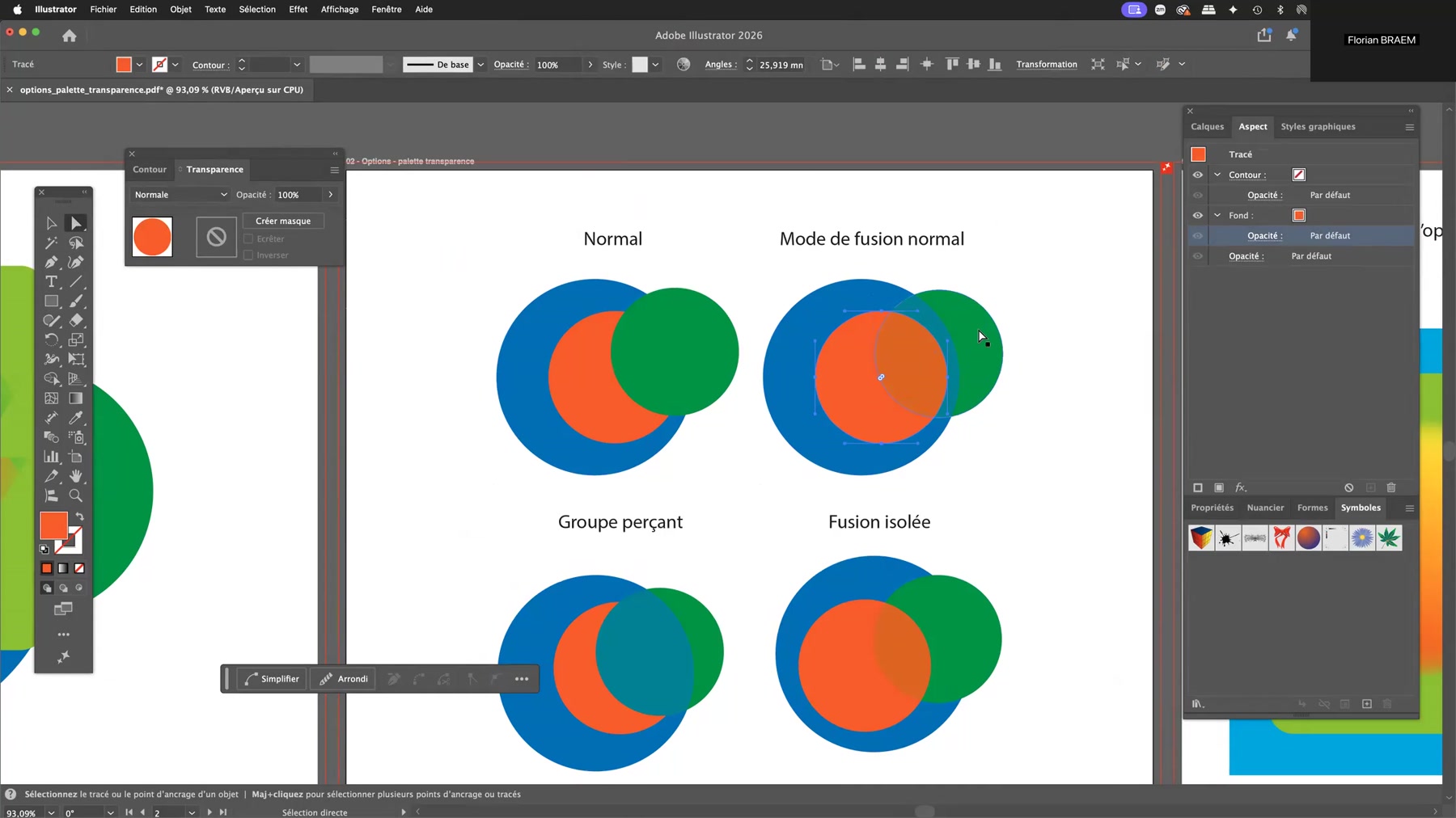 Adobe Illustrator et les options d'opacité 4 Opacité appliquée au fond d'un tracé dans la palette Aspect d'Adobe Illustrator