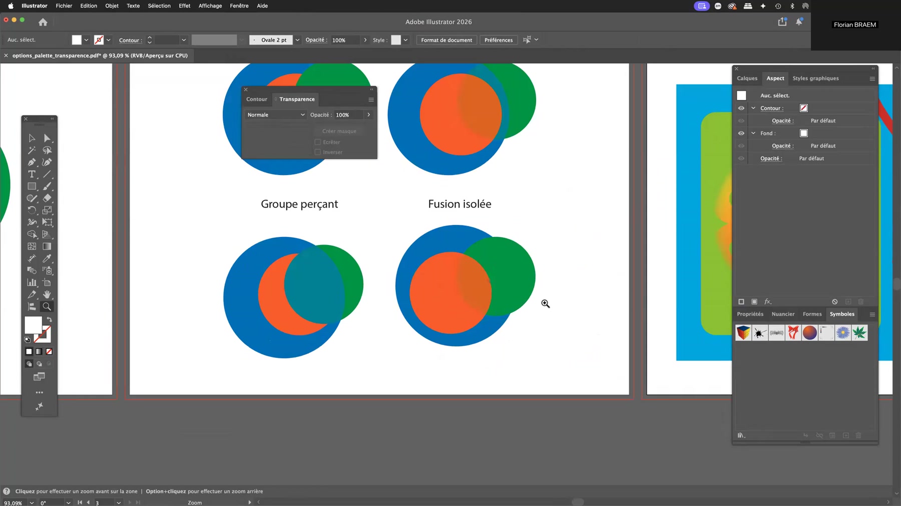 Adobe Illustrator et les options d'opacité 3 Palette Transparence d'Adobe Illustrator avec le mode de fusion et le champ d'opacité
