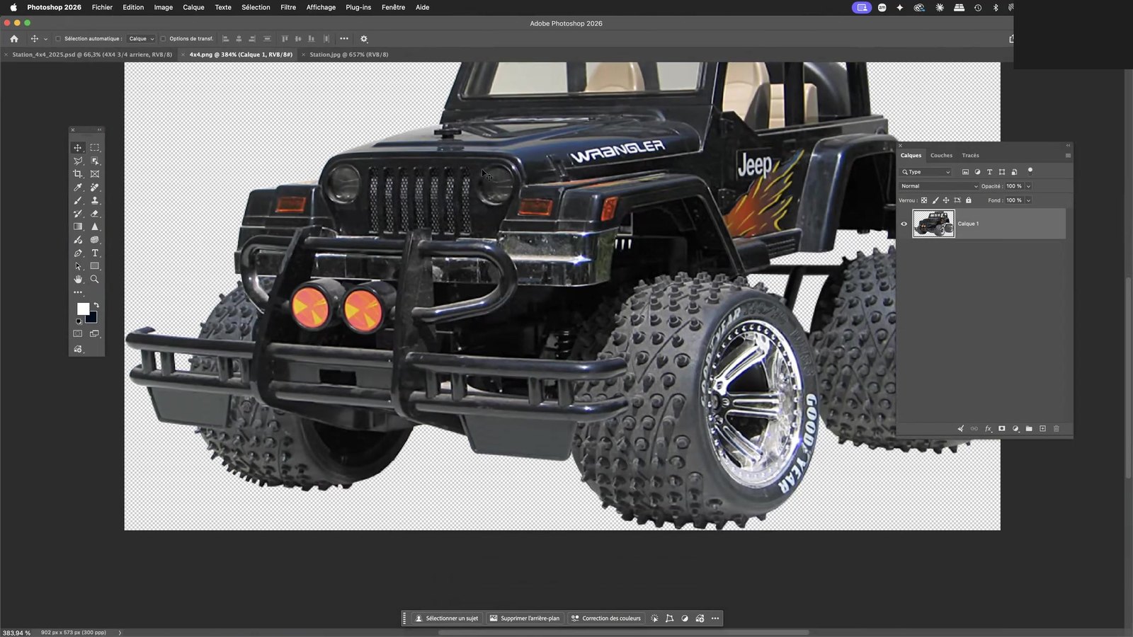 4x4 détouré sur fond transparent dans Adobe Photoshop 4x4 détouré sur fond transparent dans Adobe Photoshop