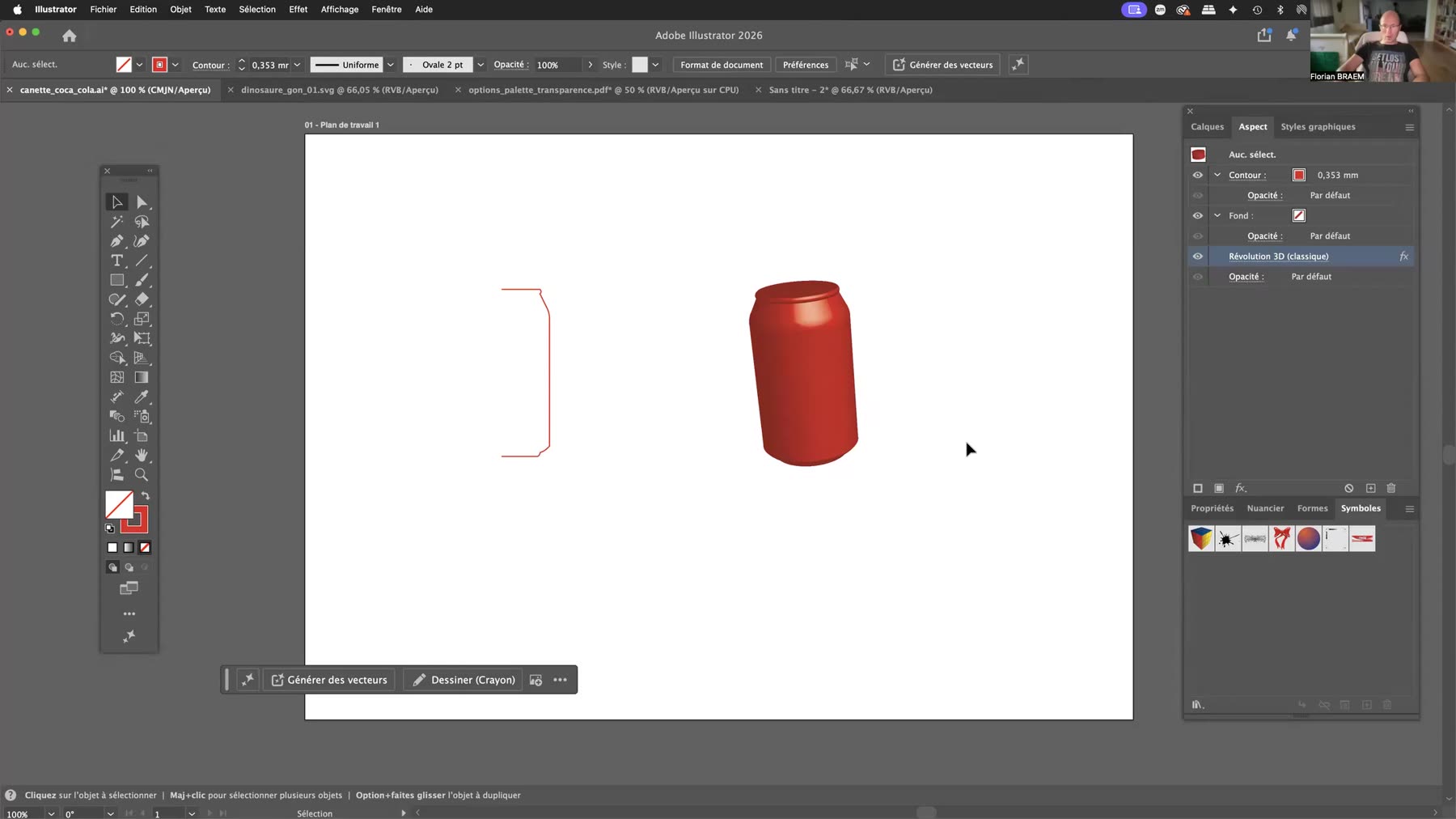 Canette 3D réalisée avec l’effet révolution Illustrator Canette 3D réalisée avec l’effet révolution Illustrator
