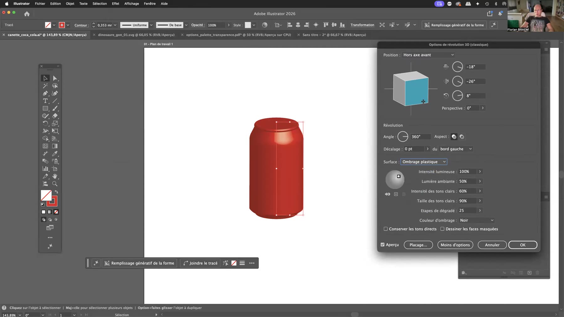 Canette 3D affichée en structure filaire dans Adobe Illustrator Canette 3D affichée en structure filaire dans Adobe Illustrator