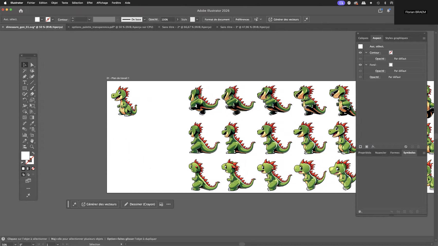 Adobe Illustrator et la rotation générative 2 Planche de vues d'un personnage vectoriel générée avec la rotation générative d'Adobe Illustrator