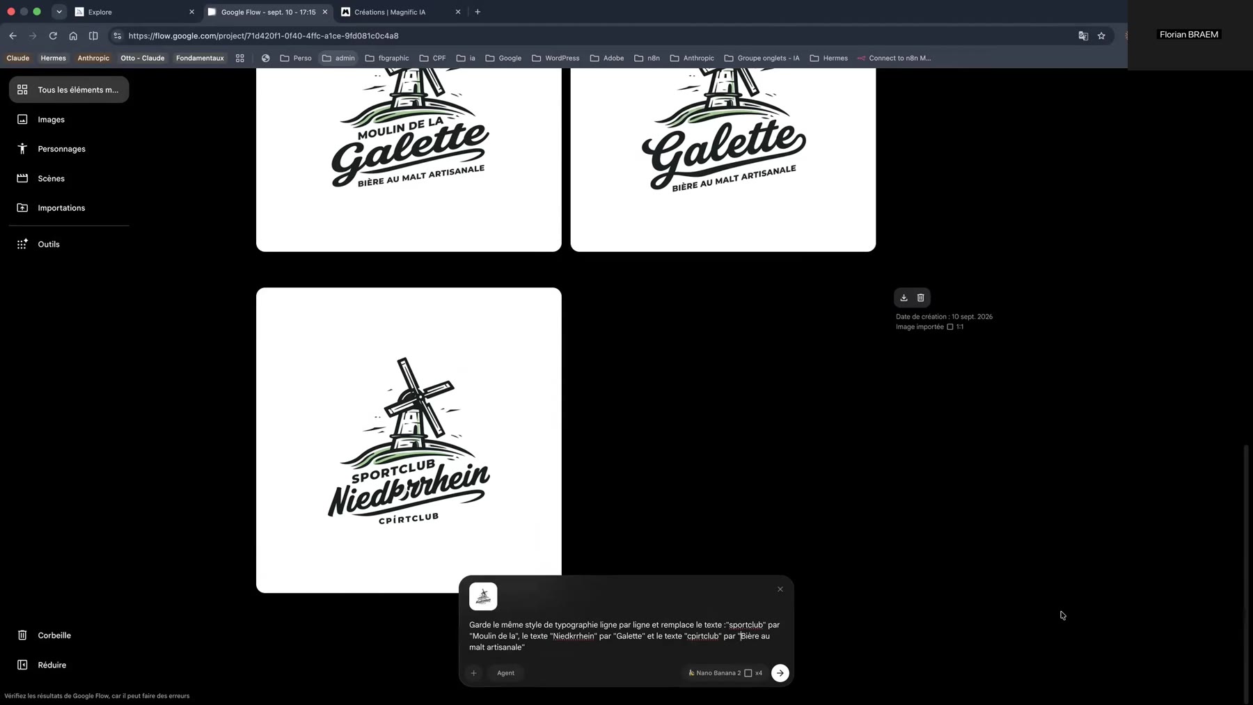 Paramètres de génération dans Google Flow Paramètres de génération Google Flow, format d’image et nombre de sorties pour un flux créatif IA