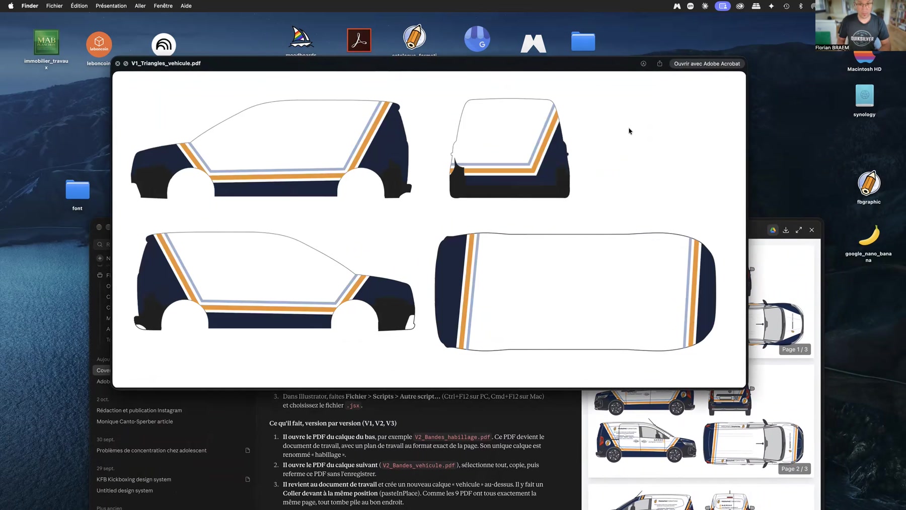 PDF véhicule de la version Triangles PDF du véhicule nu Nissan Townstar en quatre faces, version Triangles, avant assemblage par le script Illustrator
