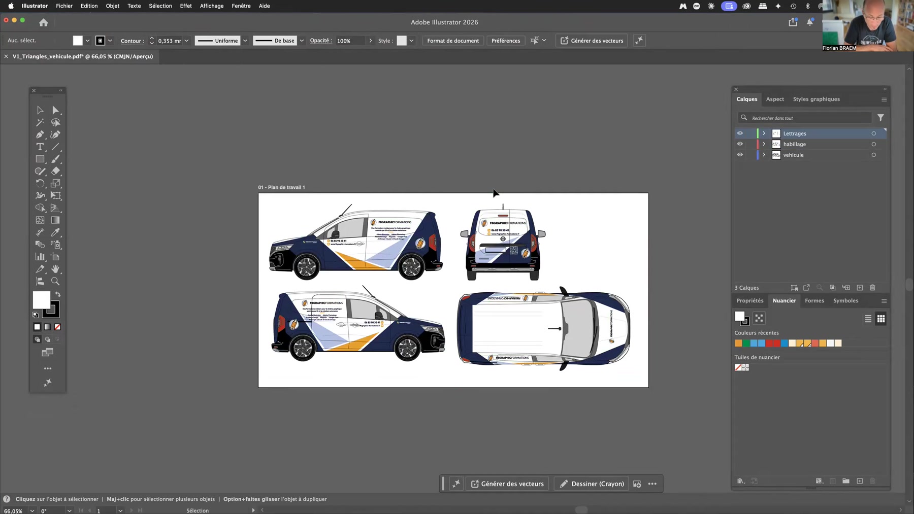 Exécution du script Illustrator Exécution du script Illustrator - création automatique des calques vehicule, habillage et Lettrages